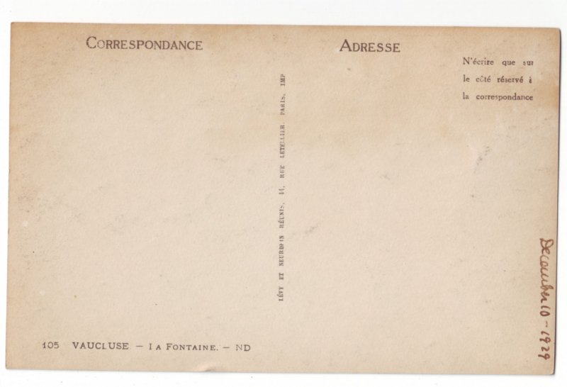 P1237 1929 unused postcard vauluse - la fontaine france birds eye view