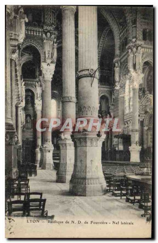 Postcard Old Lyon Basilica of Fourviere N D Nave Side