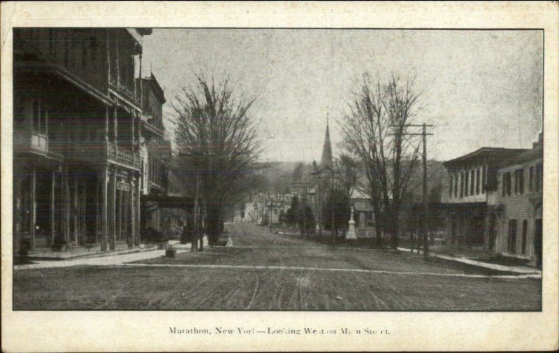 Marathon NY West on Main St. c1910 Postcard 