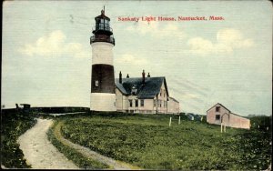 Nantucket Massachusetts MA Sankaty Lighthouse c1910 Vintage Postcard