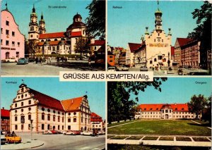 VINTAGE CONTINENTAL SIZE POSTCARD GREETINGS FROM TOWN OF KEMPTEN GERMANY 1972