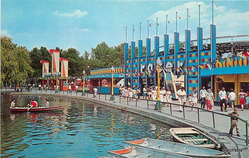 1950s Kennywood Park Amusement Rotor Wonday boats Pittsburgh PA postcard 5753