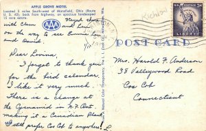 Mansfield Ohio 1958 Postcard Apple Grove Motel