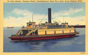 Ferry Steamer Hampton Roads Norfolk-Newport News Postcard