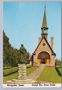 Memorial Church And Evangeline Statue, Grand Pre, Nova Scotia, Chrome Postcard