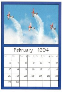 Airplanes 1994 Calendar Card February AirShow '94 Oshkosh Wisconsin The ...