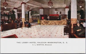 The Lobby Hotel Raleigh Washington DC Vintage Postcard C083