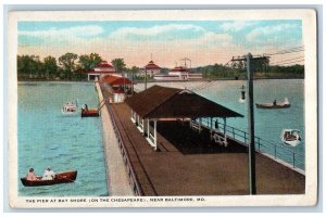 Baltimore Maryland MD Postcard The Pier At Bay Shore On The Chesapeake c1920's