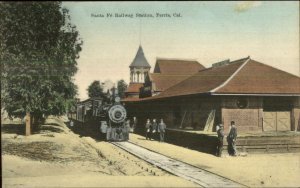 Perris CA Santa Fe RR Train Station Depot c1910 Postcard