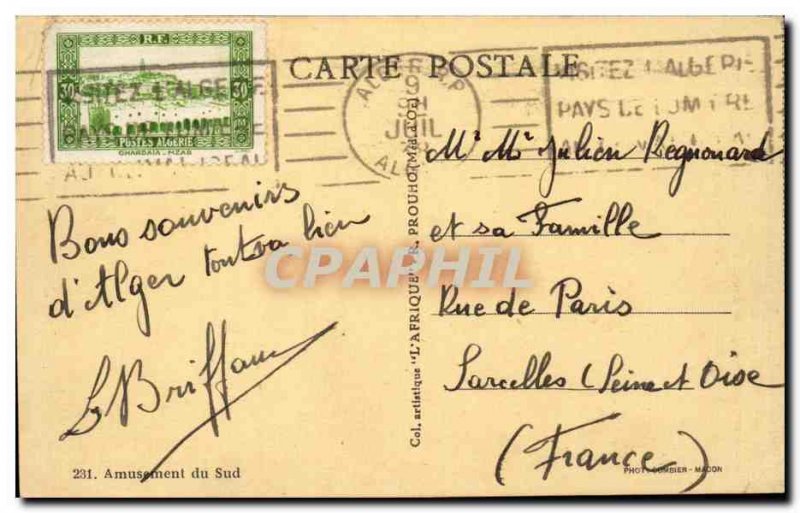 Old Postcard Algeria Southern Entertainment