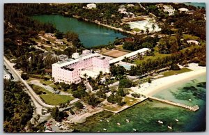 Vtg Nassau Bahamas The Montagu Beach Hotel 1960s Aerial View Postcard