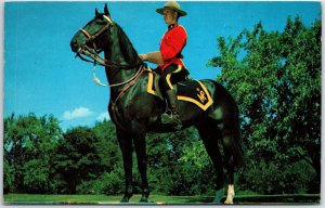 VINTAGE POSTCARD ROYAL CANADIAN MOUNTED POLICE OFFICER ON HORSEBACK POSTED 1958