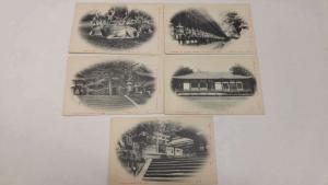 Group of 5 Nara Japan Temple Views Deer Antique PCs J45946