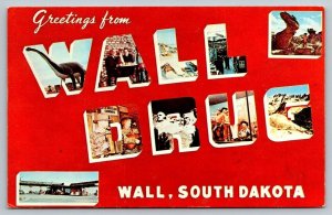 Large Letter - Greetings From Wall Drug - Wall, South Dakota - 1963  - Postcard