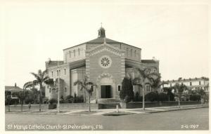 ST.PETERSBURG FL ST. MARY'S CATHOLIC CHURCH VINTAGE REAL PHOTO POSTCARD RPPC
