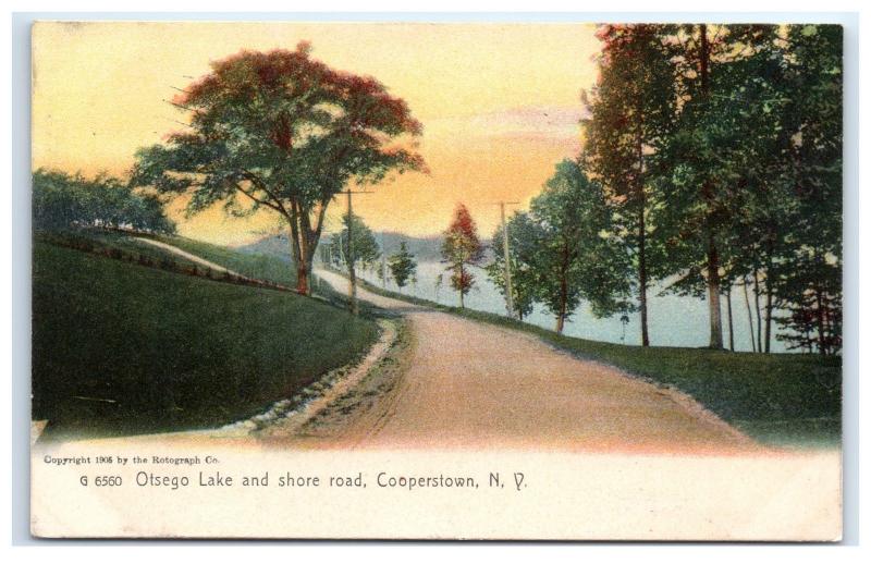 Postcard Otsego Lake and Shore Road, Cooperstown NY 1909 C7