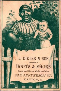 Black Americana Mother with Child Victorian Trade Card Dieter Shoes Dayton, OH