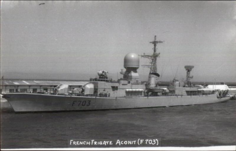 French Naval Ship Frigate Aconit F703 Real Photo Postcard