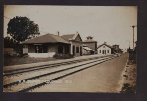 Columbus WISCONSIN RPPC 1910 DEPOT TRAIN STATION Railroad WATER TANK WI KB