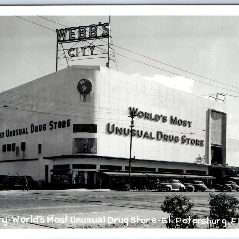 c1940s St Petersburg, Fla RPPC Unusual Drug Store Real Photo Webbs Postcard A98