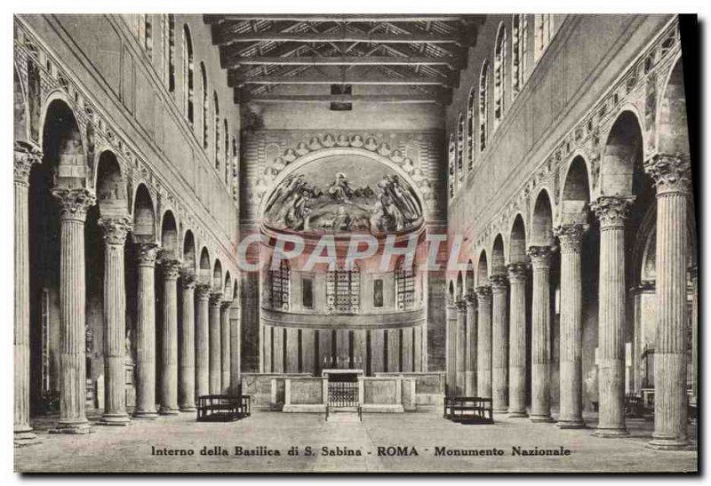 Postcard Old Interno della Basilica Di Sabina S Roma Monumento Nazionale