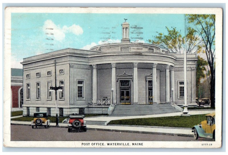 1939 Entrance to Post Office Waterville Maine ME Vintage Posted Postcard