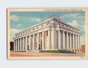 Postcard U. S. Post Office And Court House, Jefferson City, Missouri