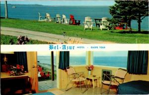 Bel-Azur Motel, Highway 6 Gaspe Quebec Metis Beach Canada Postcard N07