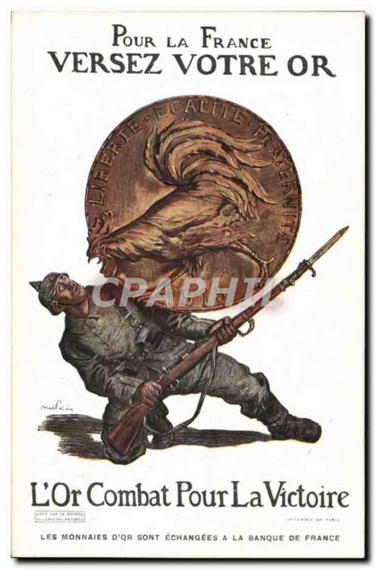 Old Postcard Fantasy Militaria For France Pour your Golden Rooster