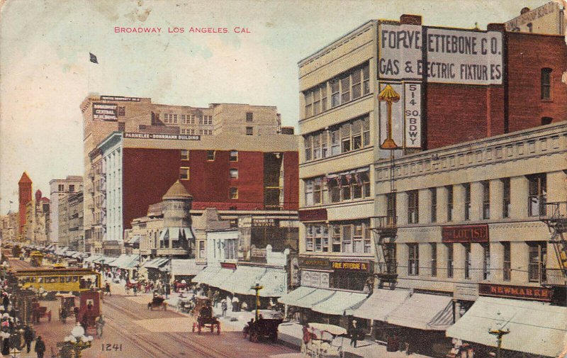 Broadway, Los Angeles, California, Early Postcard, Used in 1908