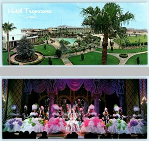 2 Postcards LAS VEGAS, Nevada NV ~ HOTEL TROPICANA  Folies Bergere - 3.5x8