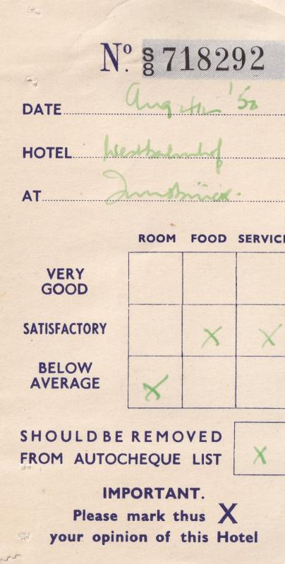 Innsbruck 1950s Complaint Rating Austria Hotel Receipt