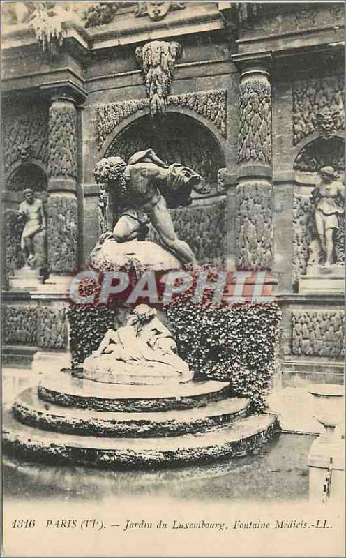 Postcard Old Paris (sixth) Luxembourg Gardens Medici Fountain