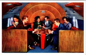 Airline Advertising  DELTA DC-6 AIRPLANE SKY LOUNGE  ca1950's Aviation Postcard