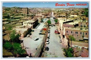 Sonora Mexico Postcard View City Nogales International Border Fence 1960 Vintage