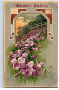 C.1910 Valentines Greeting Violets Postcard F122E