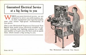 Electrical Service Weidenhoff Universal Test Bench Advertising Postcard 