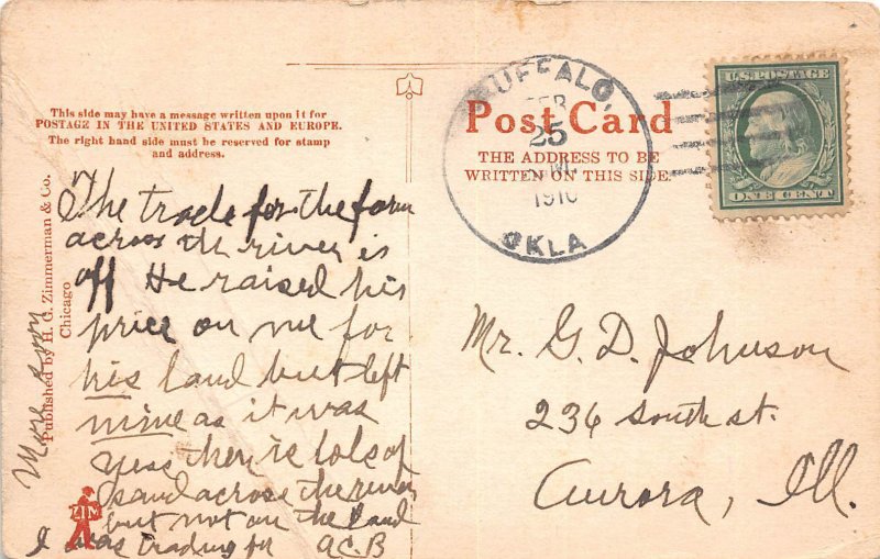 J86/ Buffalo Oklahoma Postcard c1910 Town Building Crowd People 220