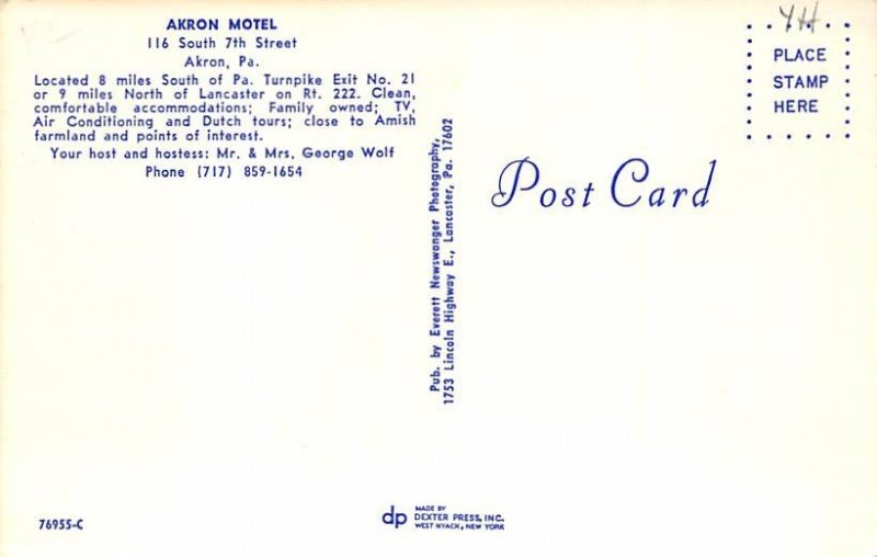 Akron Motel Akron, Pennsylvania PA s 