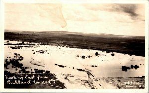 RPPC 1948 Flood Richland Delta Looking East Towards Y Vintage Postcard A54 