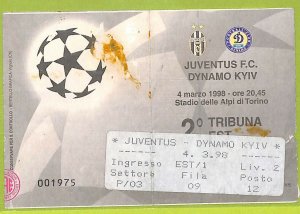 C2829 - Old 1998 JUVENTUS VS DYNAMO KYIV FOOTBALL MATCH TICKET-