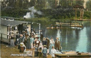 c1910 Postcard; Picnic at St. Joe ID People & Houseboat, Canoes, M. Rieder