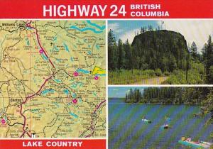 Canada Britsh Columbia Map Of Highway 24 Lake Country