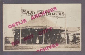 Binghamton NEW YORK RPPC 1915 CAR TRUCK DEALERSHIP Master Trucks FAIR BOOTH Tent