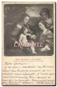 Old Postcard Louvre Museum Correge The Mystic Marriage of St. Catherine of Al...