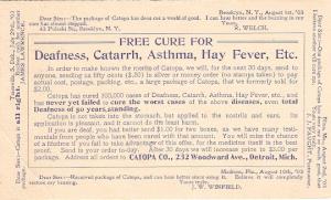 Catopa Co. Detroit MI postal card 1903