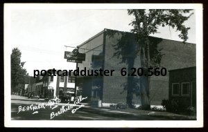 h2277 - BERTHIERVILLE Quebec 1930s Street View. Gas Pumps. Real Photo Postcard