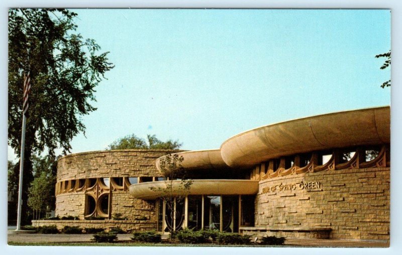 2 Postcards BANK of SPRING GREEN, WI~ Frank Lloyd Wright SPRING GREEN RESTAURANT