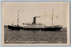 Norway Postcard SS Jupiter Bergen Via Stavanger 1936 Vintage RPPC Photo