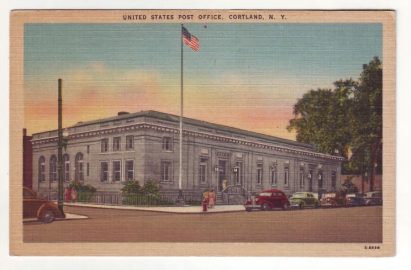 P546 JLs 1930-45 linen old cars united states post office cortland new york